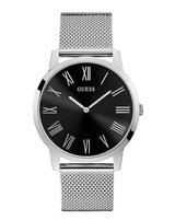 Guess Analog Black Dial Silver Mesh Bracelet Watch for Men - W1263G1 Buy Now By Guess