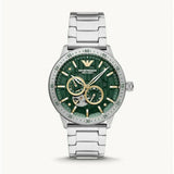 Emporio Armani Meccanico Chronograph Automatic Green Dial Silver Steel Strap Watch For Men - AR60053 Buy Now By Emporio Armani