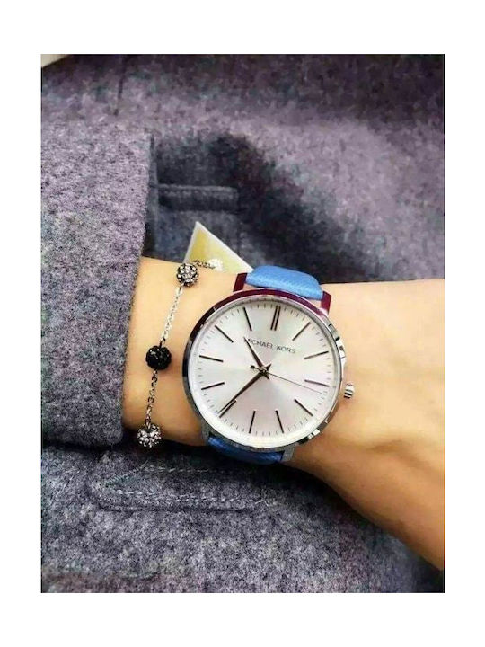 Michael Kors Jaryn Quartz Silver Dial Blue Leather Strap Watch For Women - MK2495 Buy Now By Michael Kors