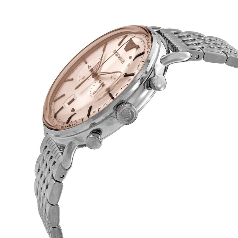 Emporio Armani Aviator Chronograph Beige Dial Silver Steel Strap Watch For Men - AR11239 Buy Now By Emporio Armani