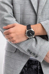Emporio Armani Claudio Chronograph Black Dial Black Leather Strap Watch For Men - AR11542 Buy Now By Emporio Armani