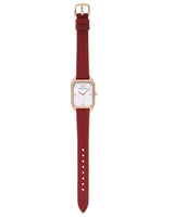 Emporio Armani Gianni T Bar Two-Hand Mother of Pearl Dial Red Leather Strap Watch For Women - AR11467 Buy Now By Emporio Armani