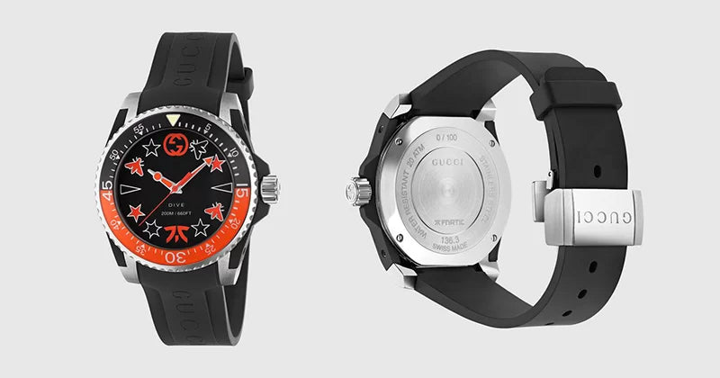 Shop Gucci Dive Limited Edition Black Dial Black Rubber Strap Unisex Watch - YA136333 in USA