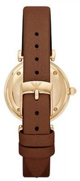 Emporio Armani Gianni T Bar Quartz Pink Mother of Pearl Dial Brown Leather Strap Watch For Women - AR1960 Buy Now By Emporio Armani