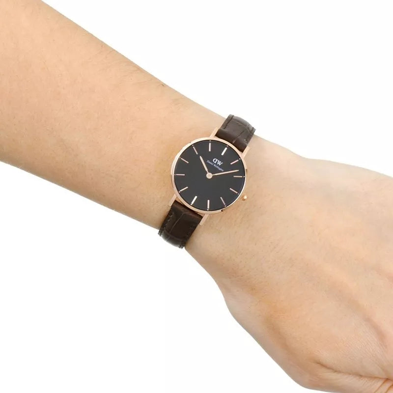 Daniel Wellington Classic Petite York Black Dial Brown Leather Strap Watch For Women - DW00100226 Buy Now By Daniel Wellington