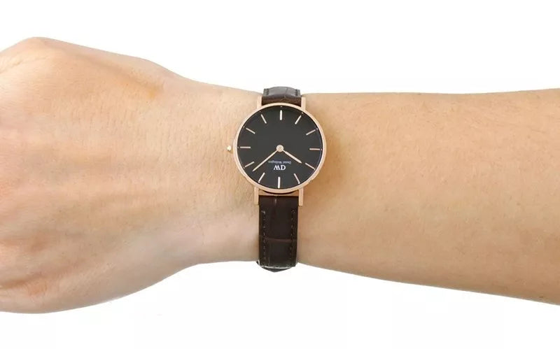 Daniel Wellington Classic Petite York Black Dial Brown Leather Strap Watch For Women - DW00100226 Buy Now By Daniel Wellington