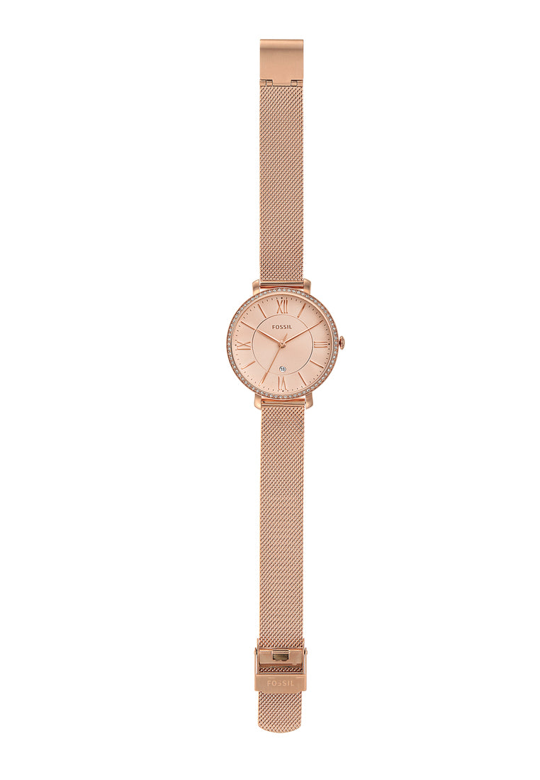 Fossil Jacqueline Quartz Rose Gold Dial Rose Gold Mesh Strap Watch for Women - ES4628 Buy Now By Fossil