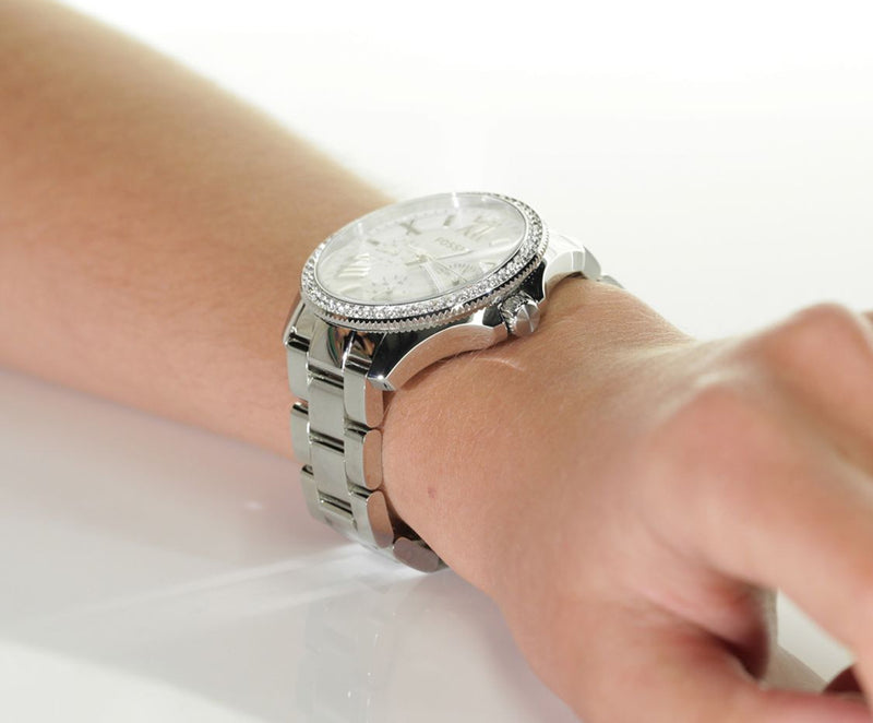 Fossil Cecile Chronograph Silver Dial Silver Steel Strap Watch for Women - AM4481 Buy Now By Fossil