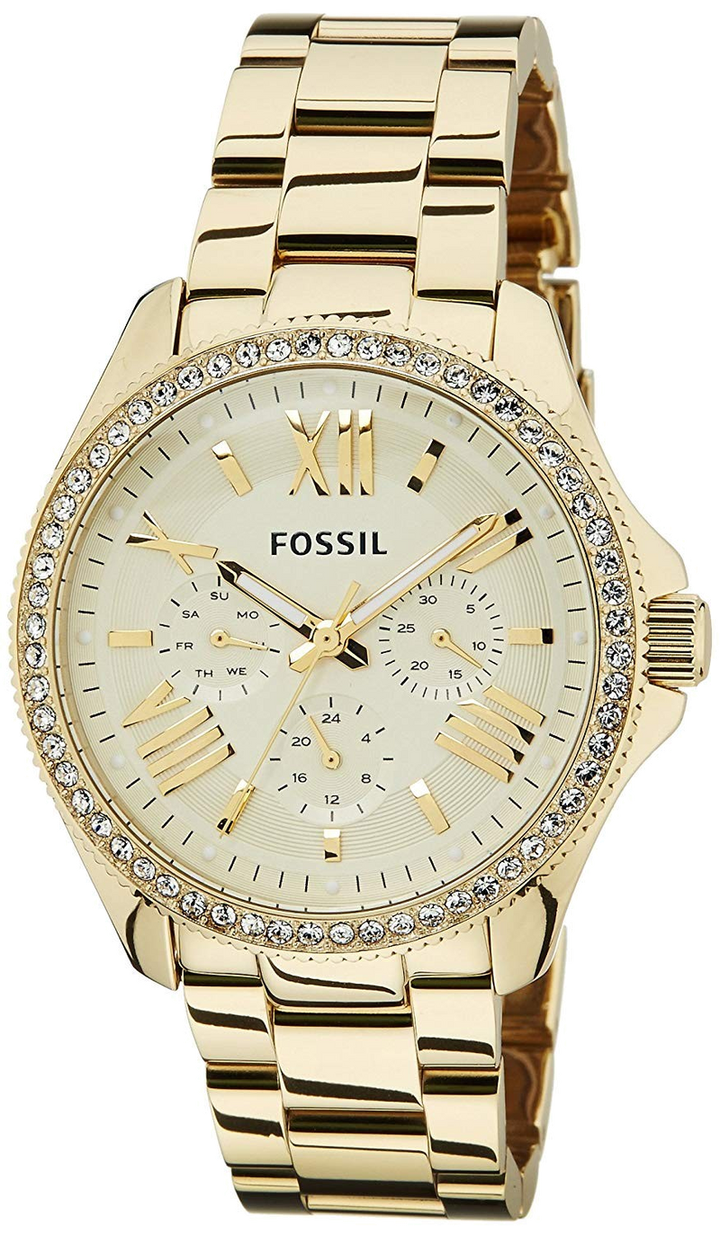 Fossil Cecile Chronograph Gold Dial Gold Steel Strap Watch for Women - AM4482 Buy Now By Fossil