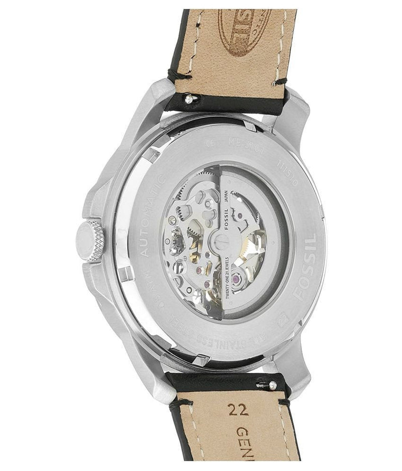 Fossil Grant Automatic Skeleton White Dial Black Leather Strap Watch for Men - ME3101 Buy Now By Fossil