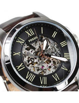 Fossil Grant Automatic Skeleton Black Dial Brown Leather Strap Watch for Men - ME3100 Buy Now By Fossil