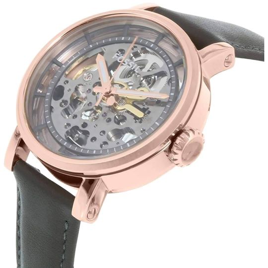 Fossil Boyfriend Automatic Skeleton Grey Dial Grey Leather Strap Watch for Women - ME3089 Buy Now By Fossil