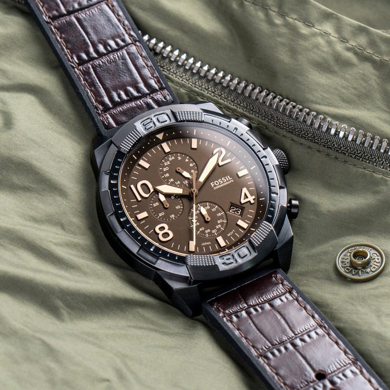 Fossil Bronson Chronograph Brown Dial Brown Leather Strap Watch for Men - FS5713 Buy Now By Fossil
