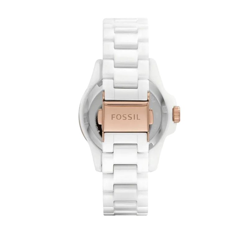 Fossil FB-01 Analog White Dial White Ceramic Strap Watch for Women - CE1107 Buy Now By Fossil