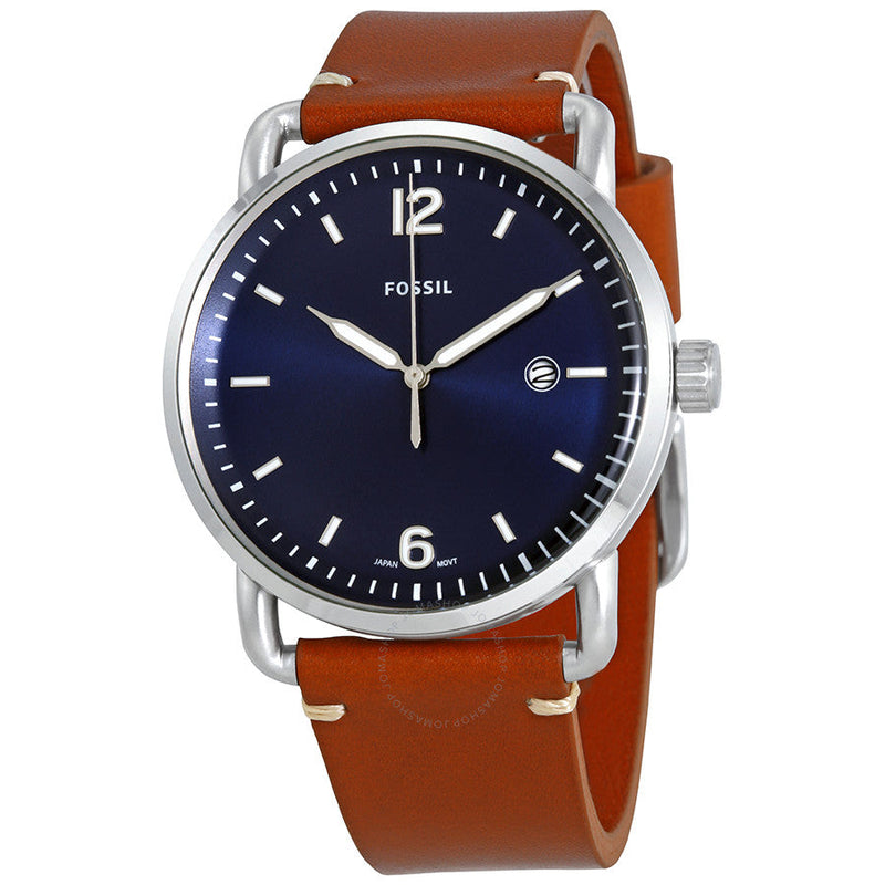 Shop Fossil Commuter Blue Dial Blue Leather Strap Watch for Men - FS5325 in USA