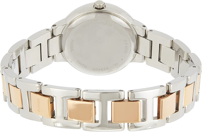 Fossil Virginia Rose Gold Dial Two Tone Steel Strap Watch for Women - ES3405 Buy Now By Fossil