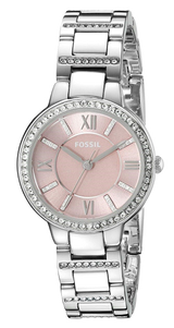 Fossil Virginia Pink Dial Silver Steel Strap Watch for Women - ES3504 Buy Now By Fossil