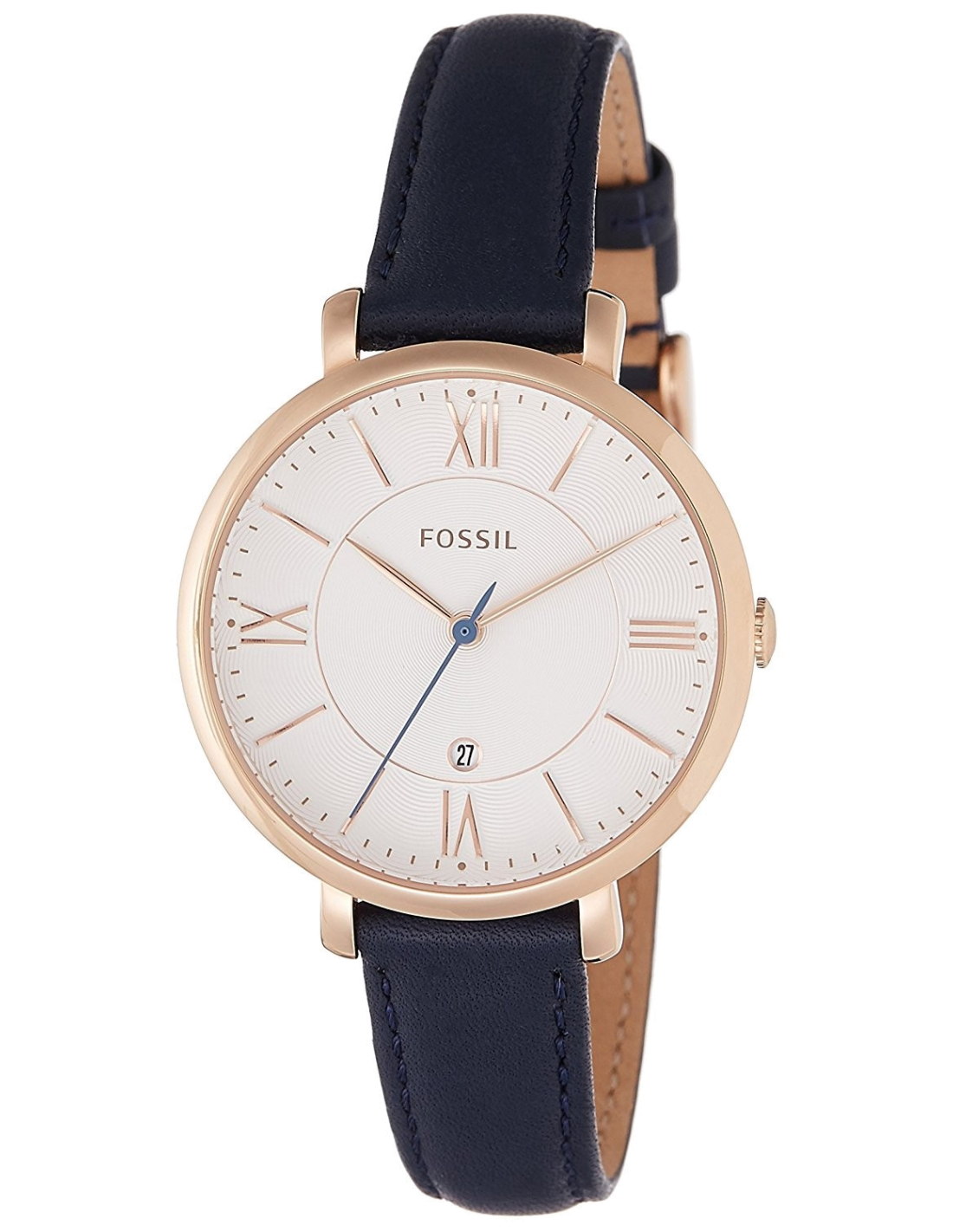 Fossil Jacqueline White Dial Blue Leather Strap Watch for Women - ES3843