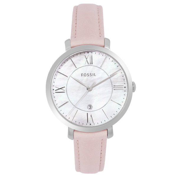 Shop Fossil Jacqueline Blush Mother of Pearl Dial Pink Leather Strap Watch for Women - ES4151 in USA
