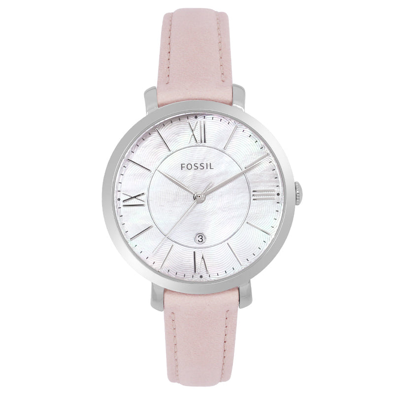 Shop Fossil Jacqueline Blush Mother of Pearl Dial Pink Leather Strap Watch for Women - ES4151 in USA