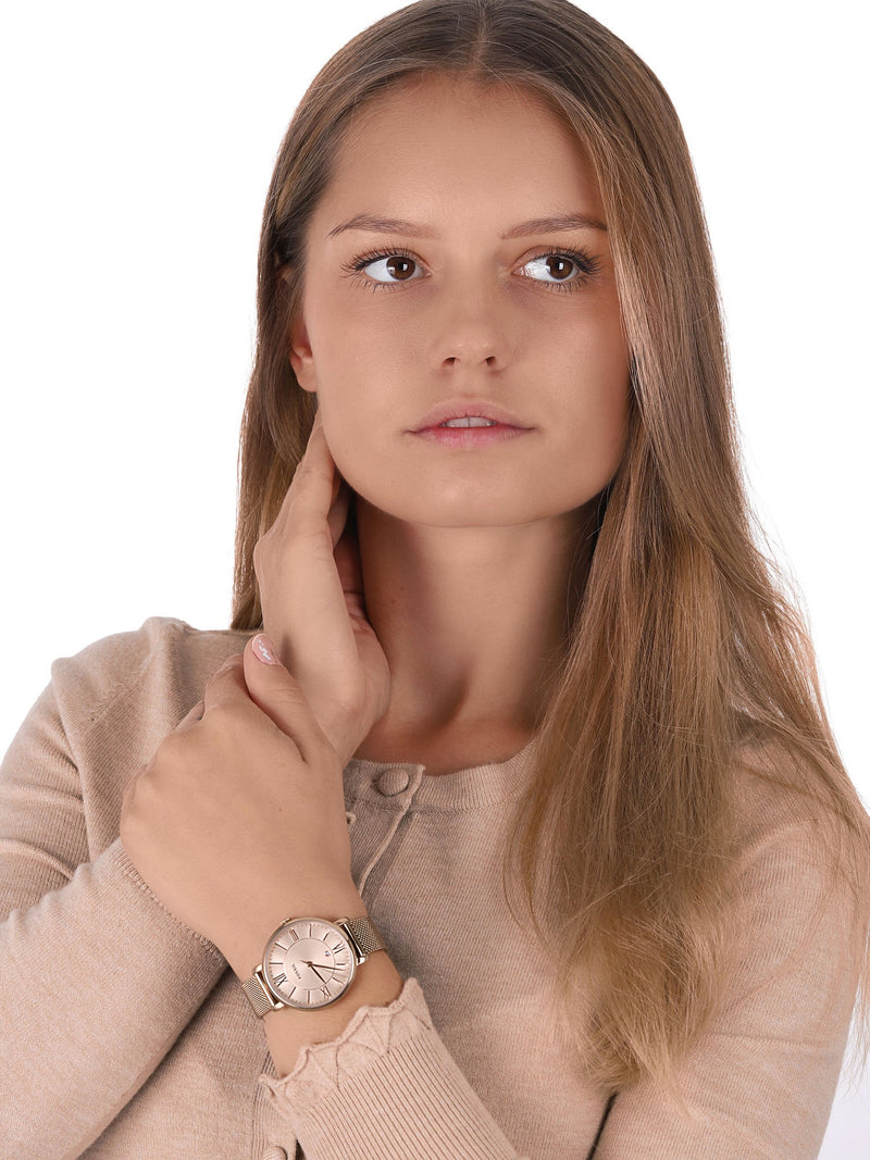 Fossil Jacqueline Mother of Pearl White Dial Gold Mesh Strap Watch for Women - ES4352 Buy Now By Fossil