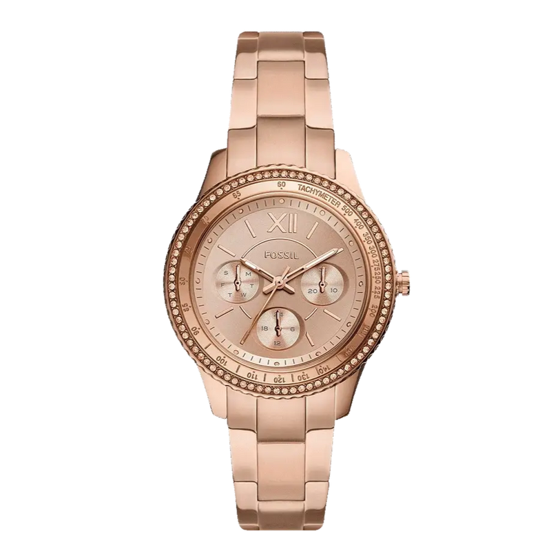 Fossil Stella Sport Multifunction Rose Gold Dial Rose Gold Steel Strap Watch for Women - ES5106 Buy Now By Fossil
