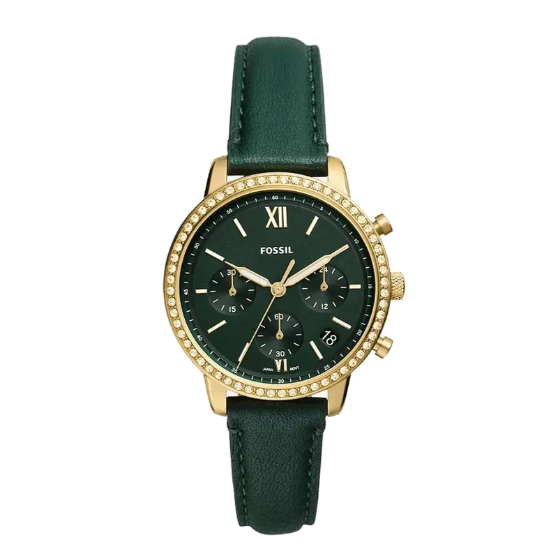 Fossil Neutra Chronograph Green Dial Green Leather Strap Watch for Women - ES5239 Buy Now By Fossil