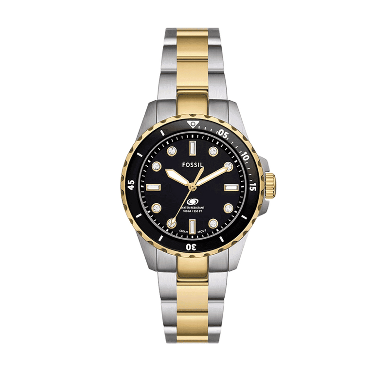 Fossil Blue Dive Three Hand Black Dial Two Tone Steel Strap Watch For Women - ES5349 Buy Now By Fossil