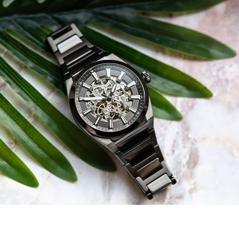 Fossil Everett Automatic Skeleton Grey Dial Grey Steel Strap Watch for Men - ME3206 Buy Now By Fossil