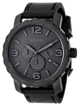 Fossil Nate Chronograph Black Dial Black Leather Strap Watch for Men - JR1354 Buy Now By Fossil