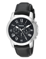 Fossil Grant Chronograph Black Dial Black Leather Strap Watch for Men - FS4812 Buy Now By Fossil