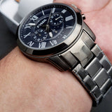 Fossil Grant Chronograph Blue Dial Grey Steel Strap Watch for Men - FS4831 Buy Now By Fossil