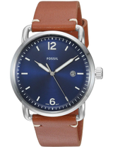 Shop Fossil Commuter Blue Dial Blue Leather Strap Watch for Men - FS5325 in USA
