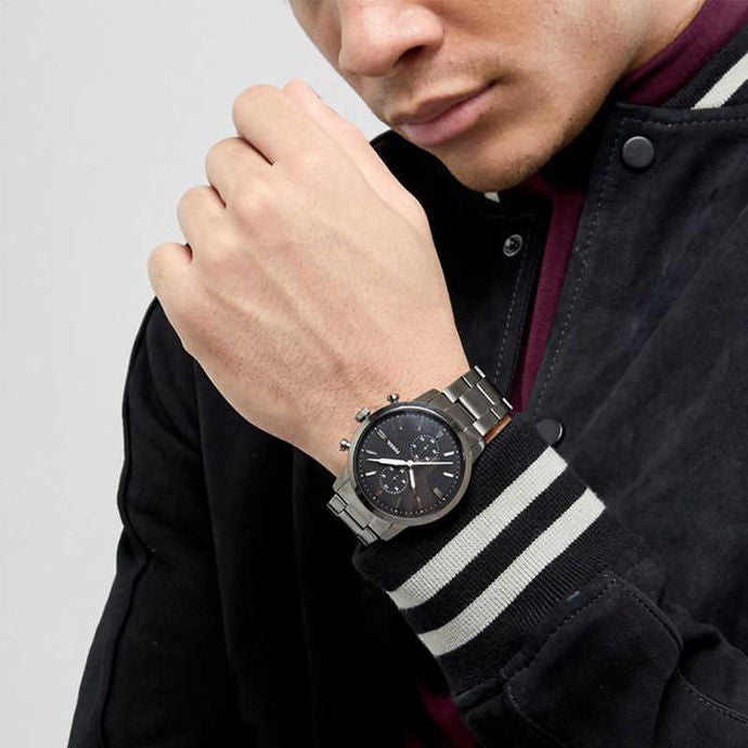 Fossil Townsman Chronograph Black Dial Silver Steel Strap Watch for Men - FS5349 Buy Now By Fossil