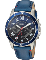 Fossil Grant Chronograph Blue Dial Blue Leather Strap Watch for Men - FS5373 Buy Now By Fossil