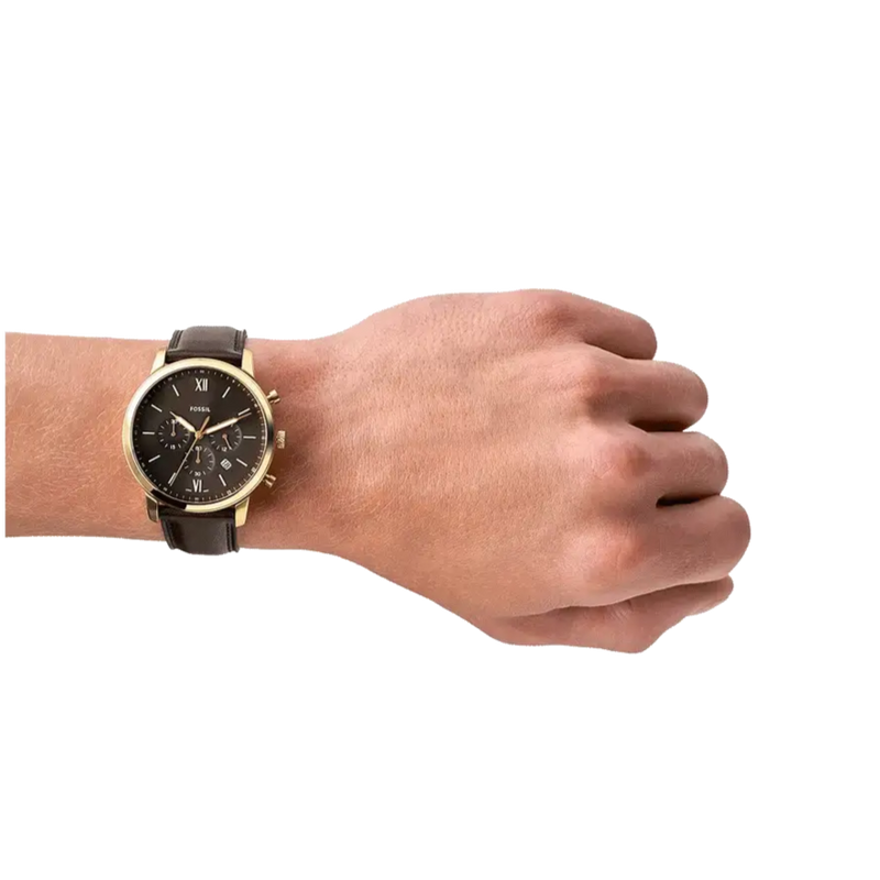 Fossil Neutra Chronograph Brown Dial Brown Leather Strap Watch for Men - FS5763