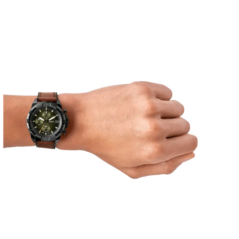 Fossil Bronson Chronograph Black Dial Brown Leather Strap Watch for Men - FS5856 Buy Now By Fossil