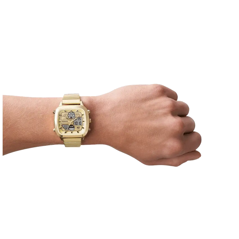 Fossil Retro Analog-Digital Gold Dial Gold Steel Strap Watch for Men - FS5889 Buy Now By Fossil