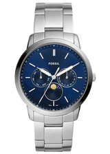 Fossil Neutra Minimalist Moonphase Blue Dial Silver Steel Strap Watch for Men - FS5907 Buy Now By Fossil
