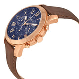 Shop Fossil Pilot 54 Chronograph Blue Dial Brown Leather Strap Watch for Men - FS5204 in USA