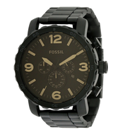 Fossil Nate Chrongraph Ion Plated Black Dial Black Steel Strap Watch for Men - JR1356 Buy Now By Fossil