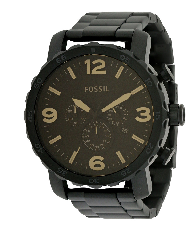 Fossil Nate Chrongraph Ion Plated Black Dial Black Steel Strap Watch for Men - JR1356 Buy Now By Fossil