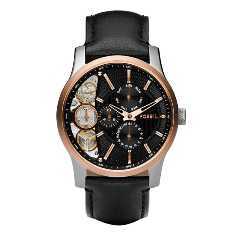 Fossil Twist Multi-Function Chronograph Black Dial Black Leather Strap Watch for Men - ME1099 Buy Now By Fossil