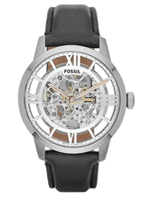 Fossil Townsman Automatic Skeleton Silver Dial Black Leather Strap Watch for Men - ME3041 Buy Now By Fossil