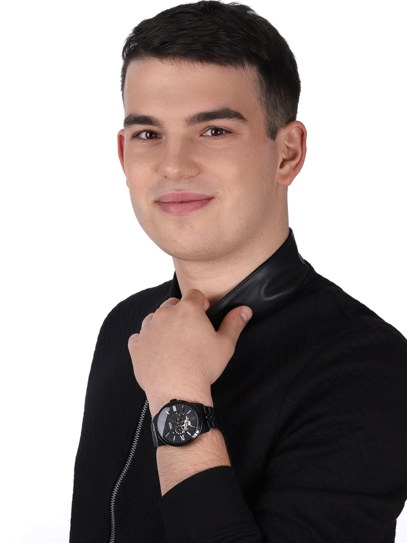 Fossil Townsman Multi Function Mechanical Black Dial Black Steel Strap Watch for Men - ME3062 Buy Now By Fossil