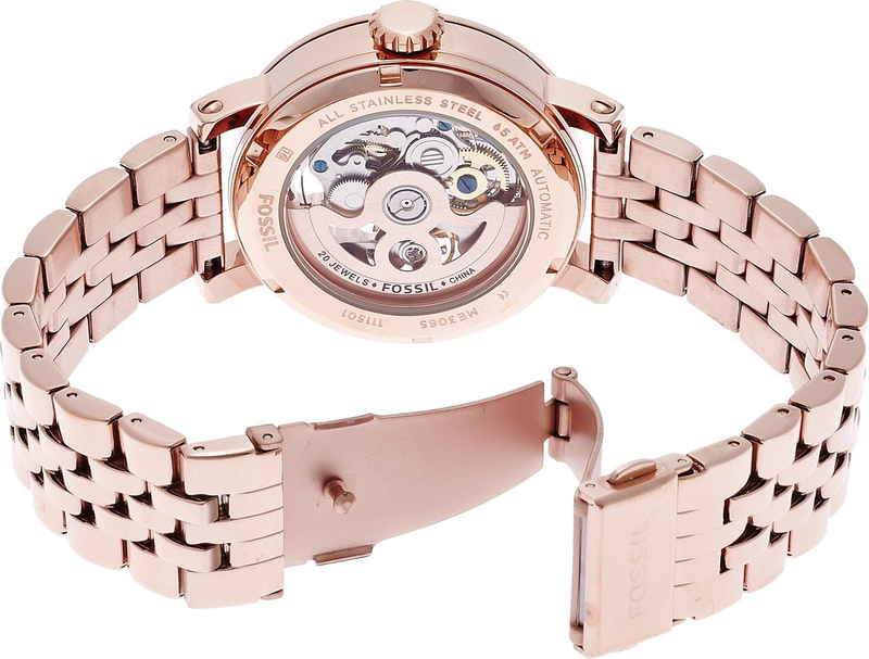 Fossil Boyfriend Automatic Skeleton Rose Gold Dial Rose Gold Steel Strap Watch for Women - ME3065 Buy Now By Fossil