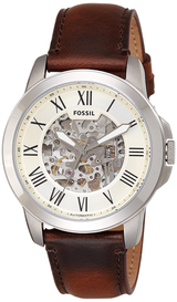 Fossil Grant Automatic Beige Skeleton Dial Brown Leather Strap Watch for Men - ME3099 Buy Now By Fossil