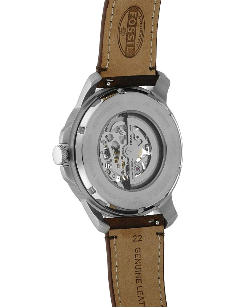 Fossil Grant Automatic Beige Skeleton Dial Brown Leather Strap Watch for Men - ME3099 Buy Now By Fossil