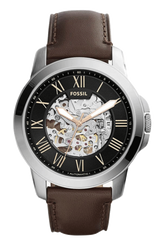 Fossil Grant Automatic Skeleton Black Dial Brown Leather Strap Watch for Men - ME3100 Buy Now By Fossil