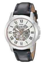 Fossil Grant Automatic Skeleton White Dial Black Leather Strap Watch for Men - ME3101 Buy Now By Fossil